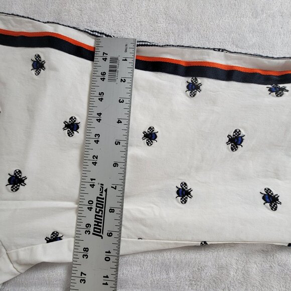 Maeve Anthropologie Women Bee Embroidered Cotton Pants XS White Side Stripes - Picture 12 of 12